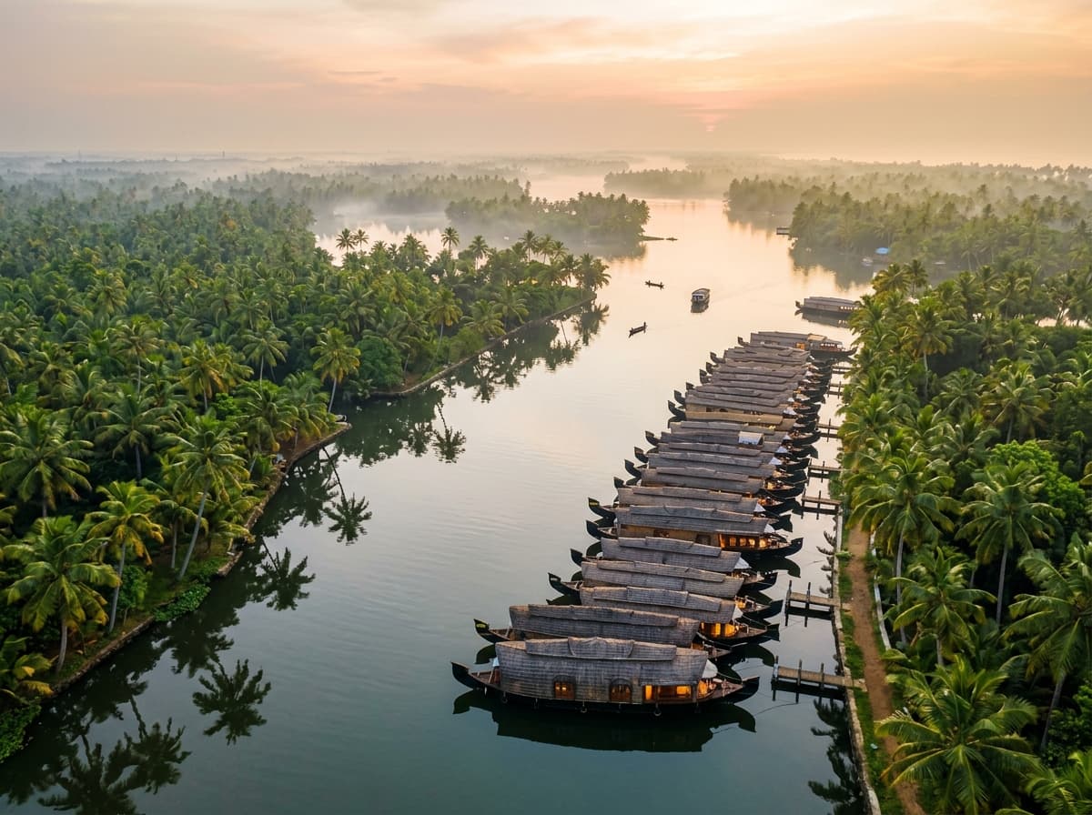 Kerala backwaters aerial view